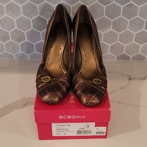 BCBG Girls Vintage bronze heels